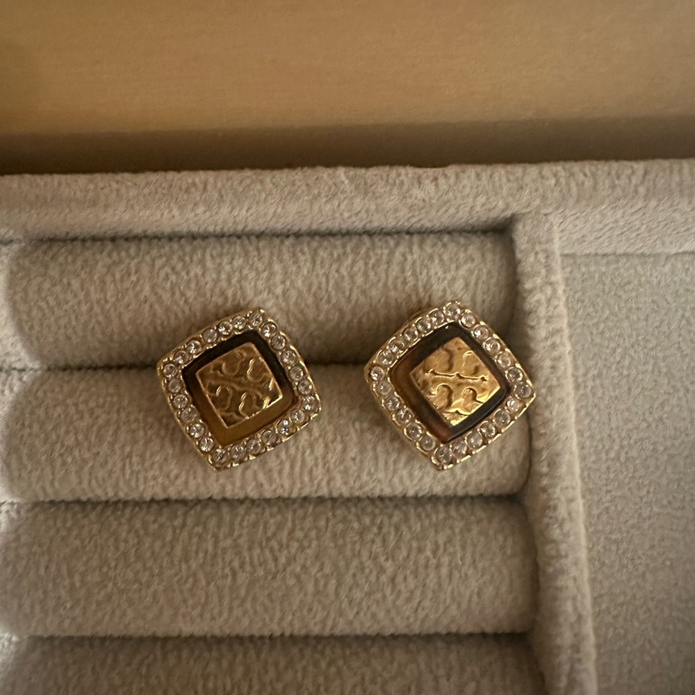 Tory Burch Pave Stud Earrings